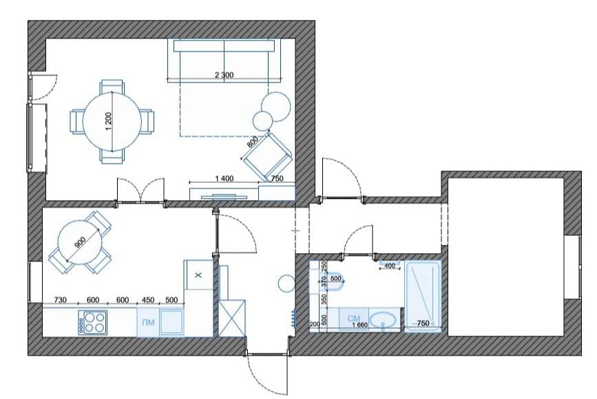 Планировочное решение, которое мы выбрали.