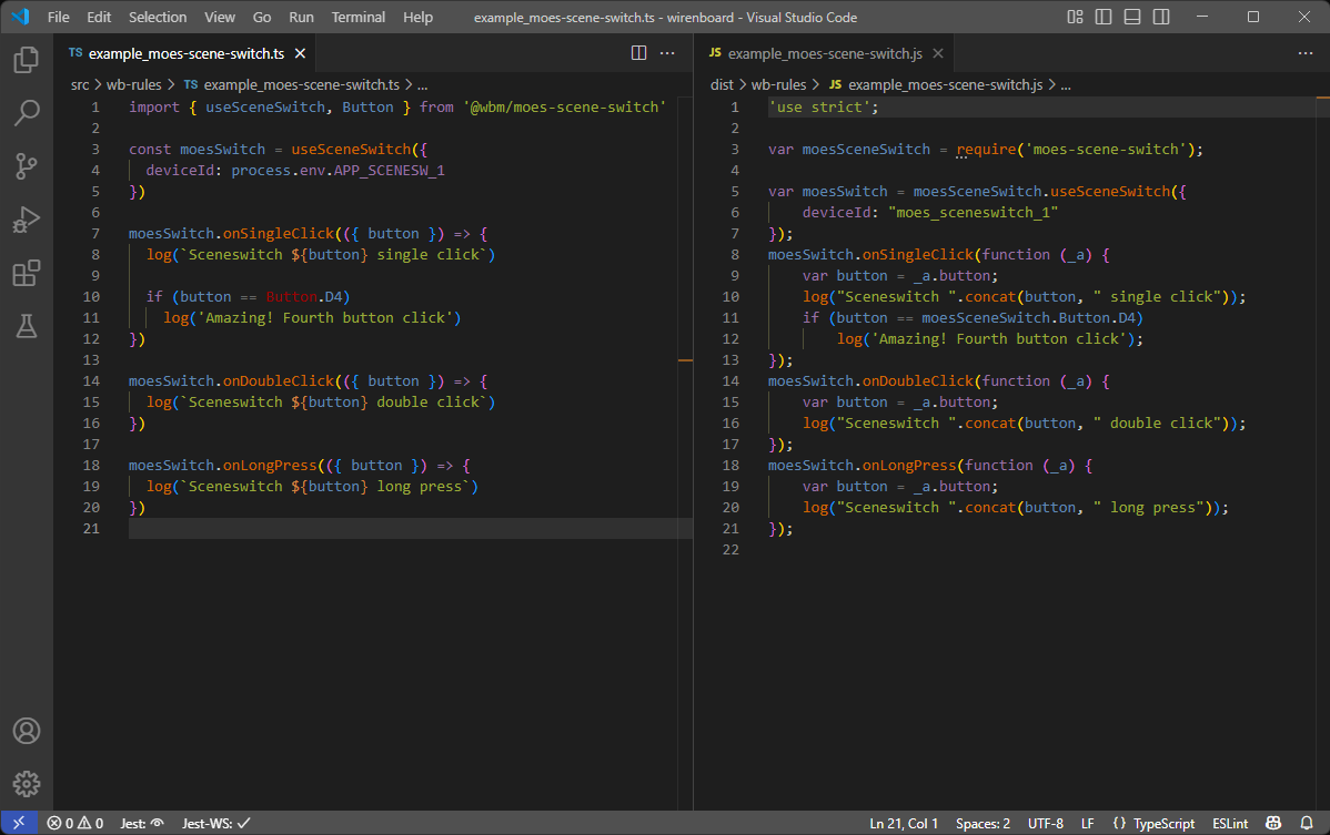 Код примера работы с событиями сценарного пульта Moes