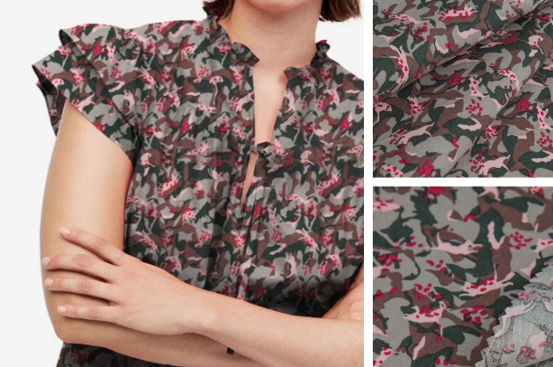 Пример блузки из поплина с принтом (артикул отреза ткани на WB 213479983)