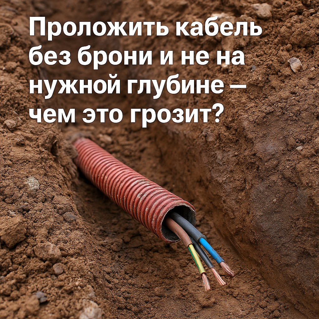 пример прокладки кабеля на глубине 20-30 см. без соблюдения норм.