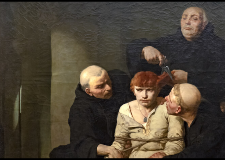 Картина Эвариста Виталя Люмене "Пострижение последнего Меровинга"