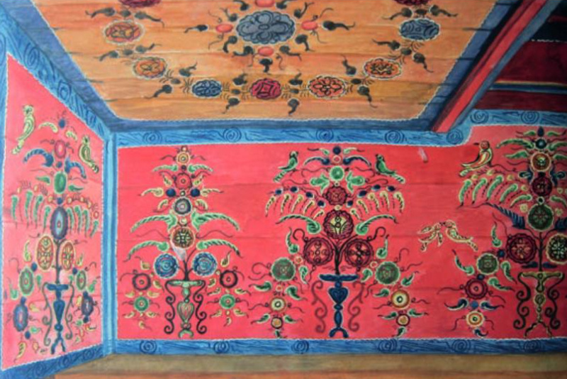 Фрагмент стенной росписи. Солонешевский район, село Топольное