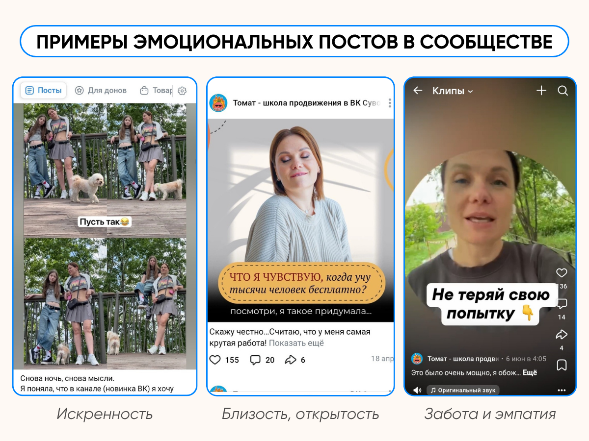 Примеры эмоциональных постов в сообществе.