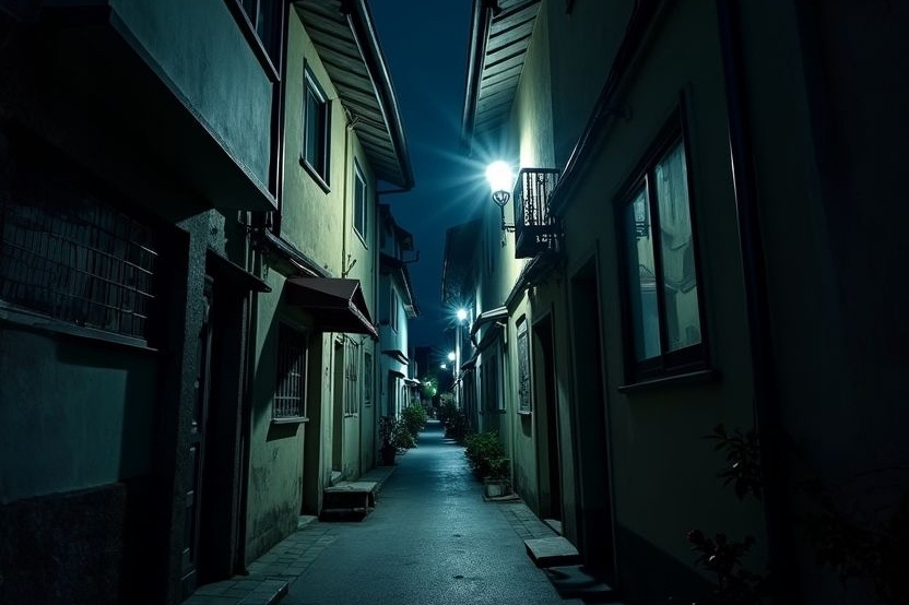 Одна из темных улочек.