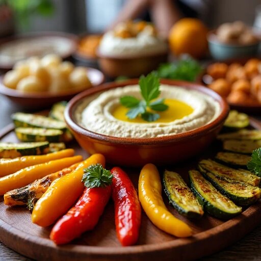 апечённые овощи с хумусом