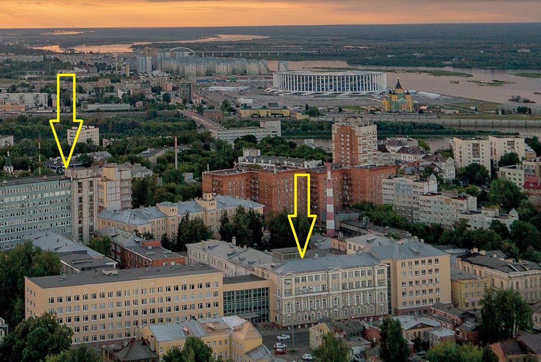 Комплекс зданий - это Нижегородский государственный архитектурно-строительный университет (ННГАСУ). Мой первый университет.