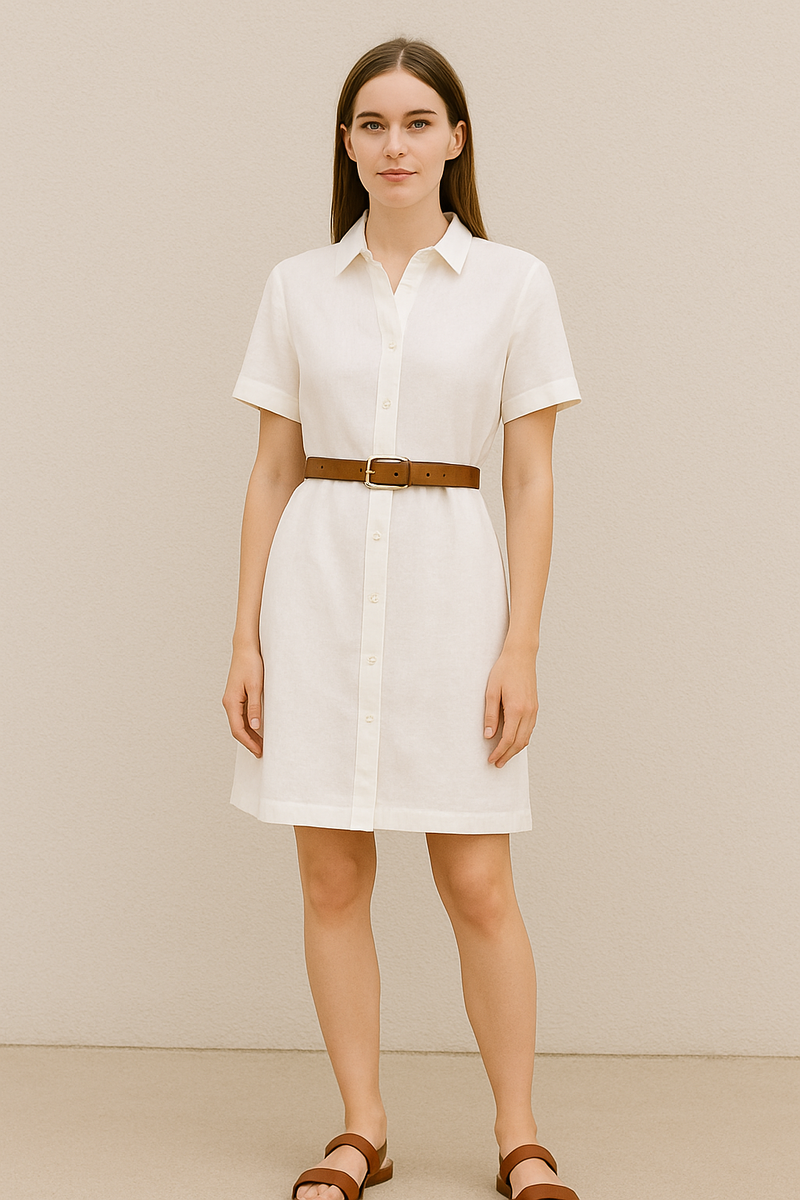 Льняное платье-рубашка