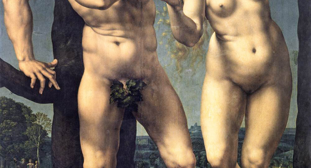 Картина «Адам и Ева» Яна Госсарта и анонимного художника-пейзажиста