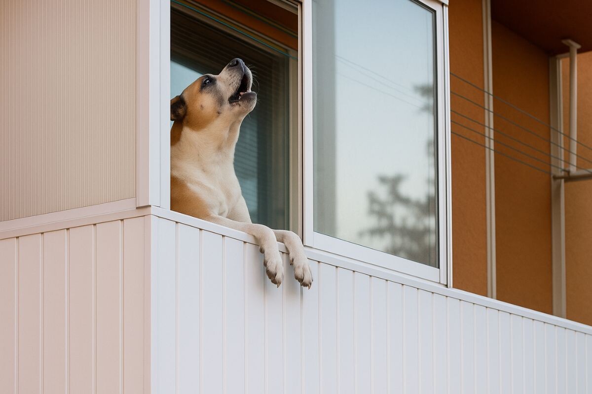 Воет собака на балконе 