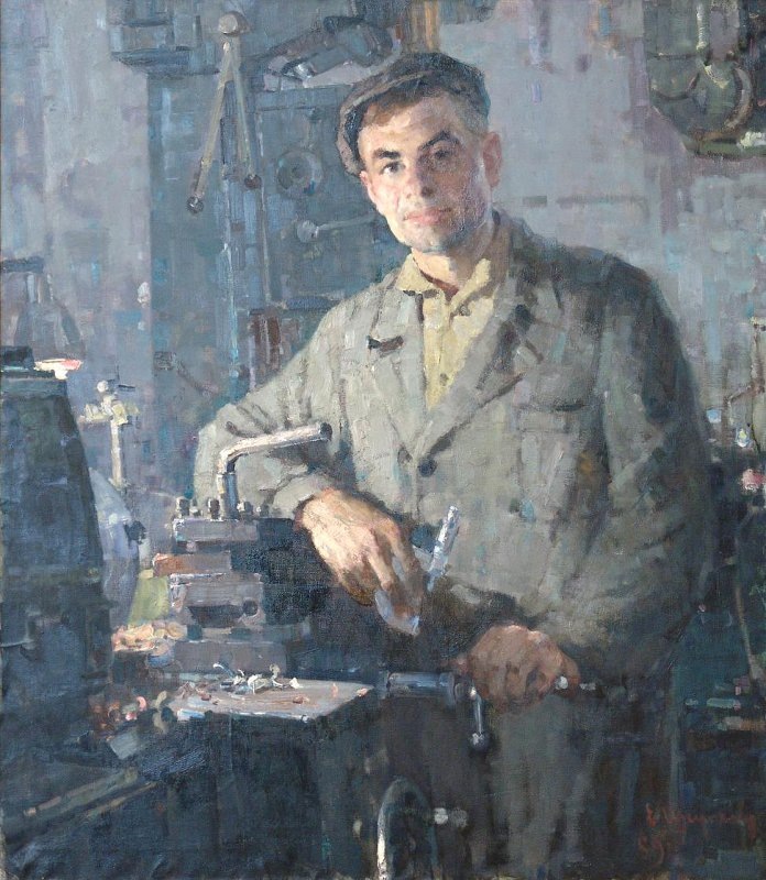 Е.Н.Широков. Портрет токаря С.И. Мотырева. 1959. Пермская государственная художественная галерея.