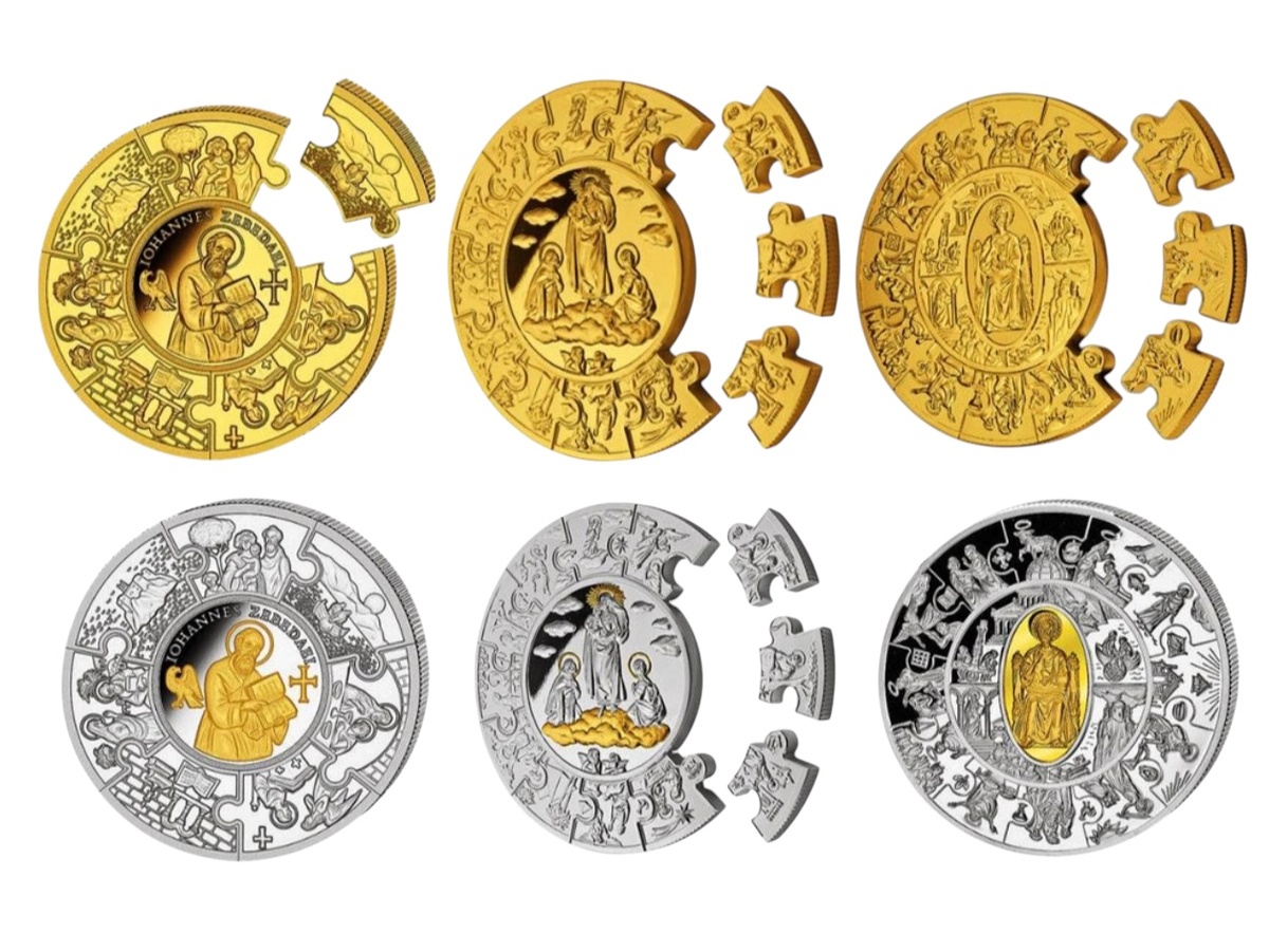 Монета-пазлы Либерии посвященные Иисусу Христу