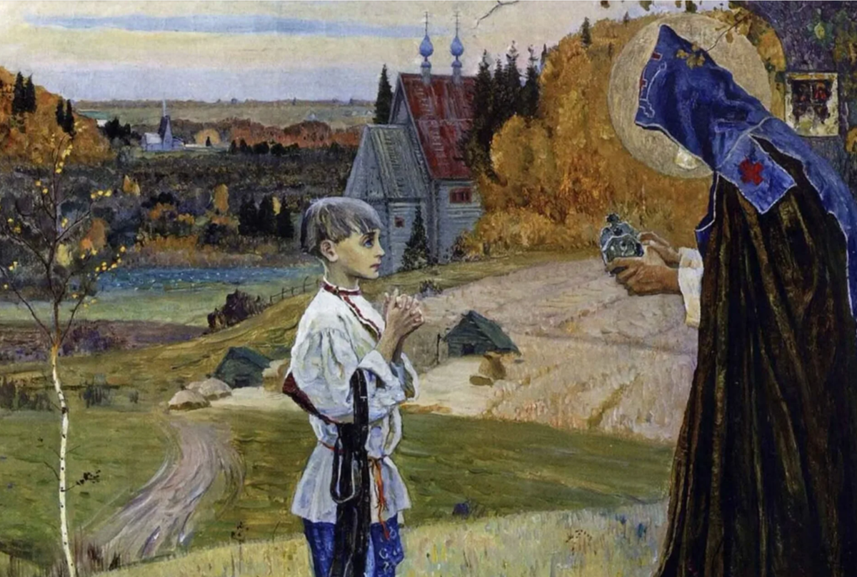 Так, в воображении художника, произошло призвание одного из столпов русского монашества - преподобного Сергия Радонежского