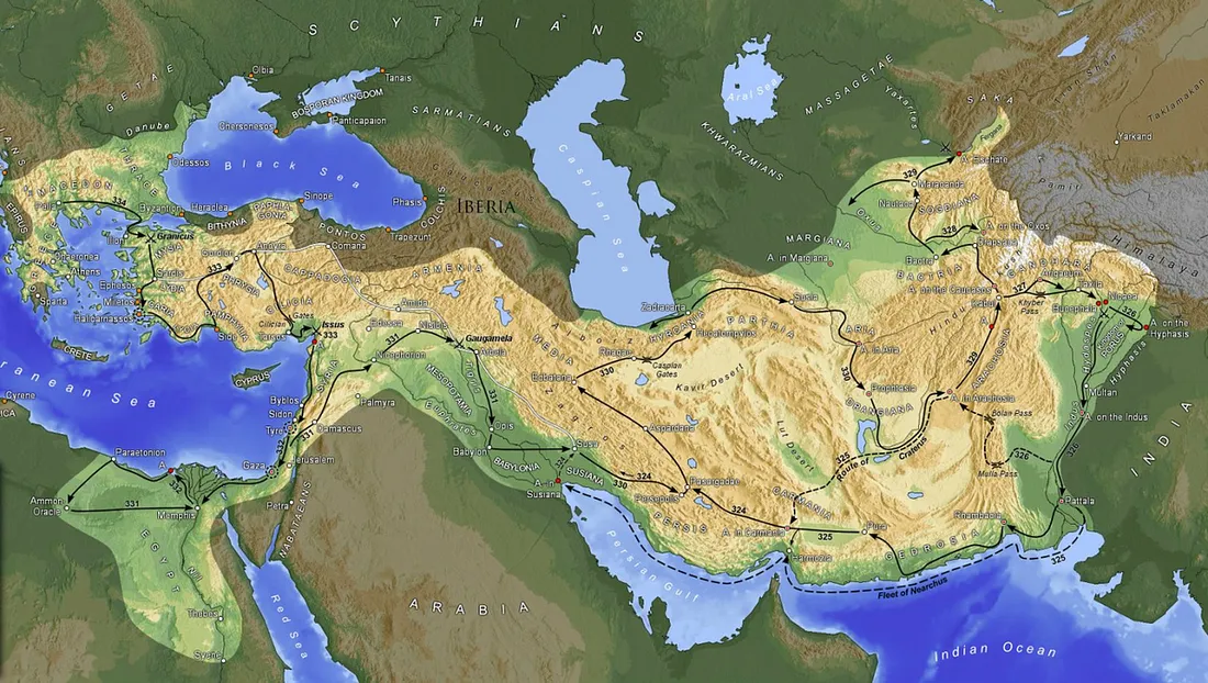 Карта завоеваний Александра Македонского