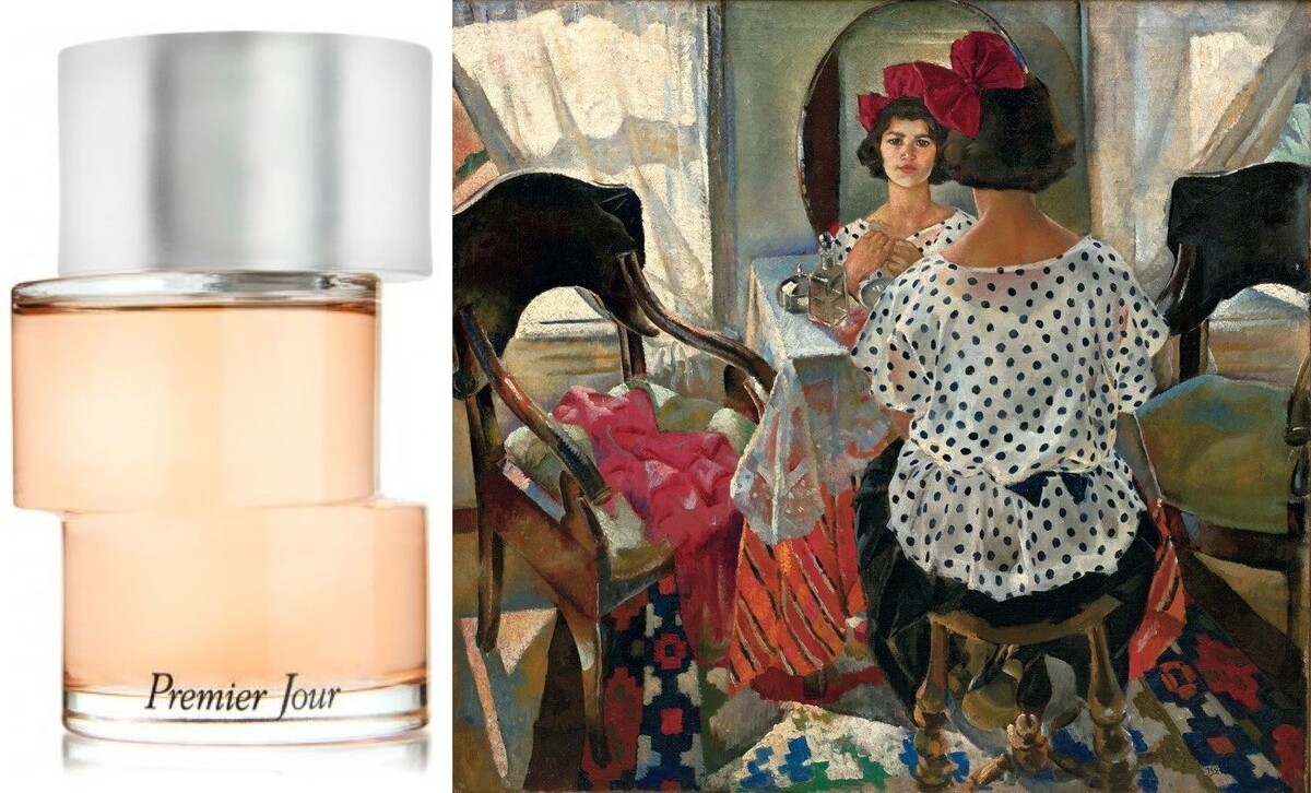 Аромат и Premier Jour Nina Ricci и картина Михаила Демидова (1885–1929) «Девушка у зеркала». 1924.  Вятский художественный музей