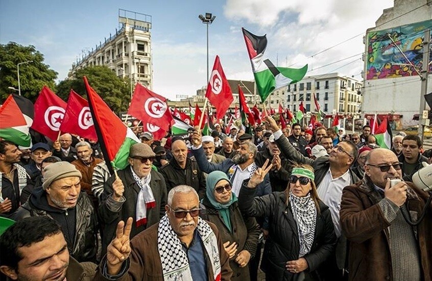 Пропалестинский марш протеста в Тунисе / Интернет