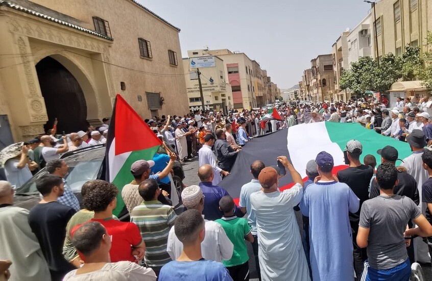 Марокканские демонстрации в поддержку палестинцев в секторе Газа, Иерусалиме и на Западном берегу регулярно проходят по пятницам.