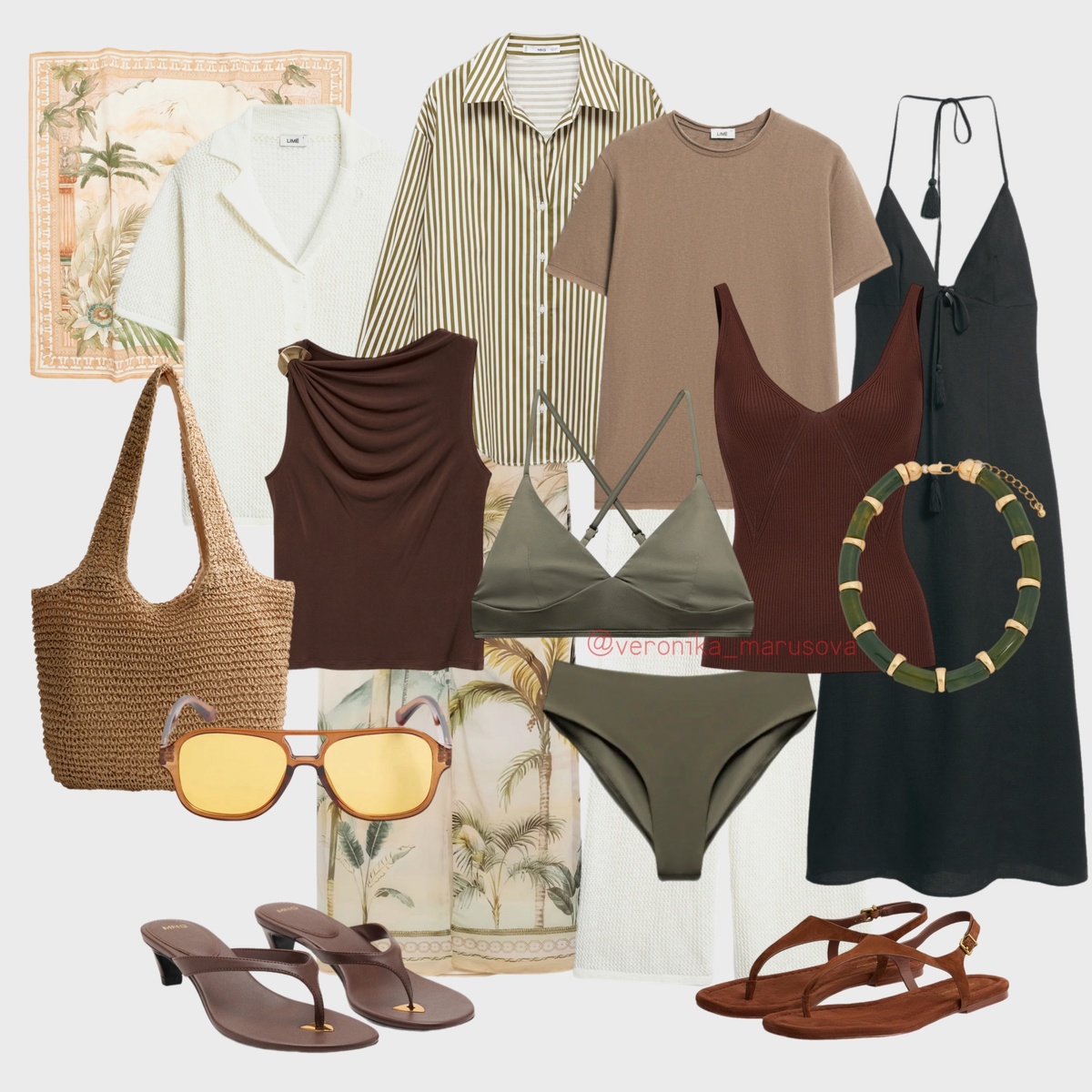 Круизная гардеробная капсула в природных оттенках.