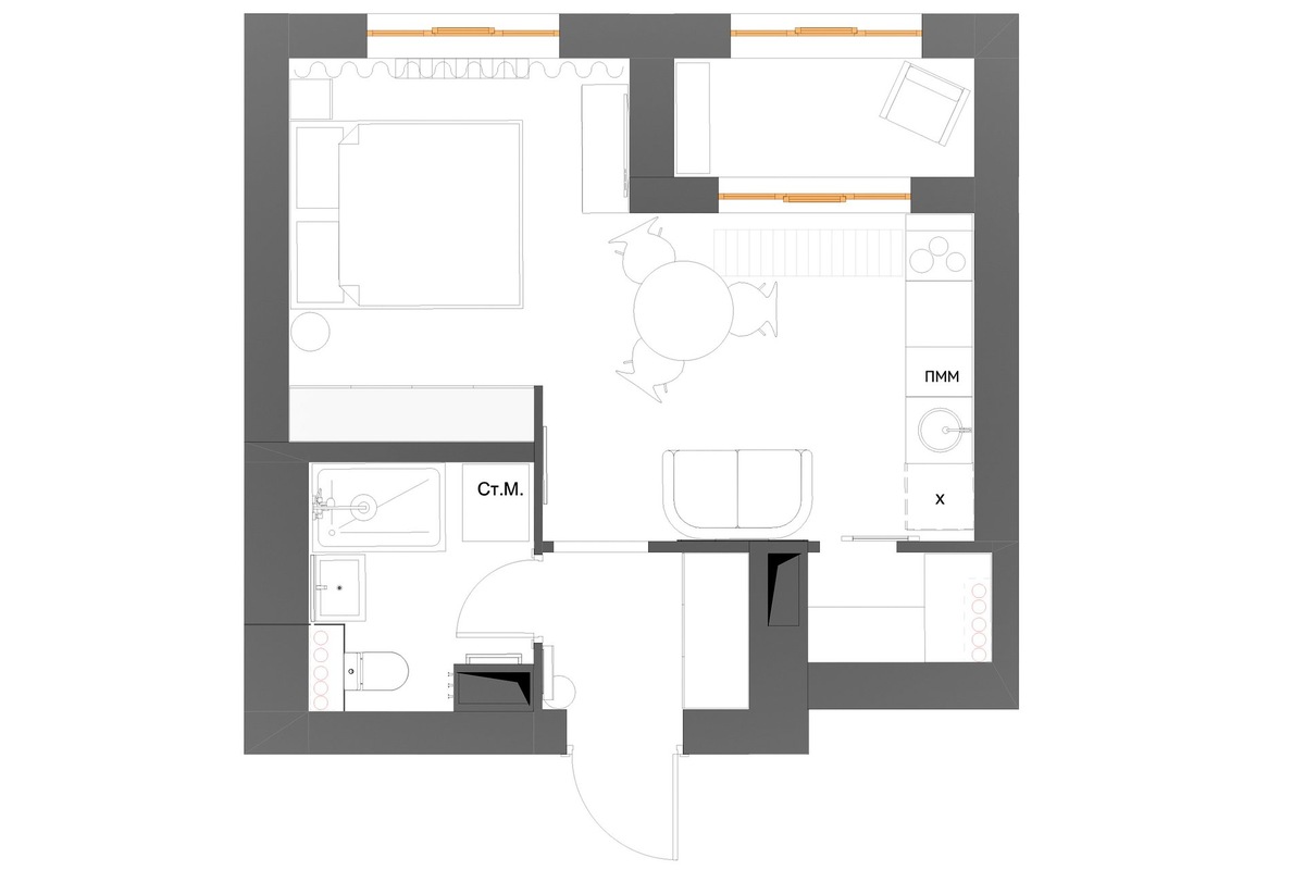 Итоговая планировка и расстановка мебели