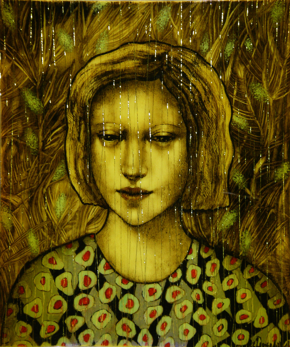 Акулова Женя "Серебряный дождь" 
33х28 доска лак 2010 г