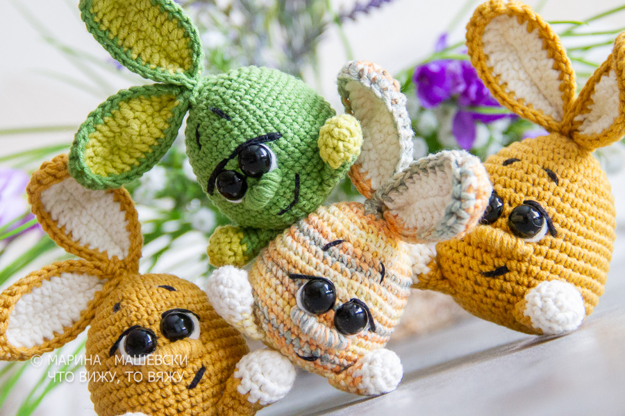 МК по вязанию зайцев с небольшим расходом пряжи есть у меня на канале