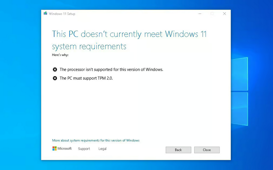 Your Hardware is outdated in regards of Win11 Setup