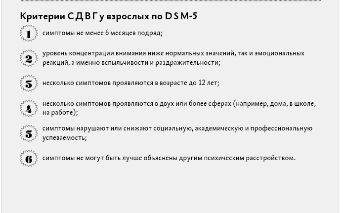 Критерии СДВГ у взрослых
