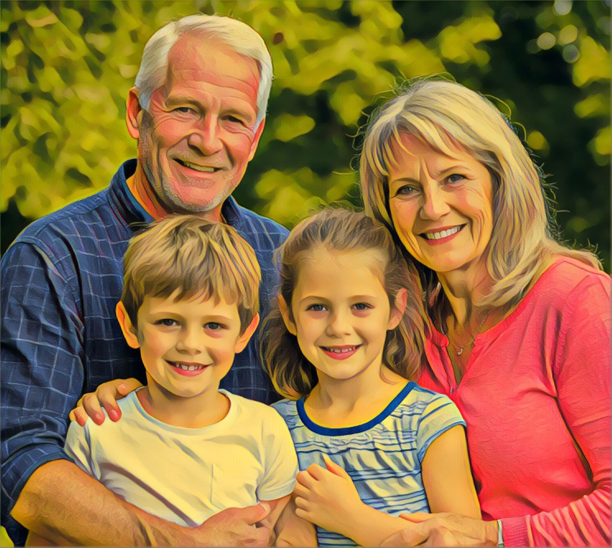 Галина Михайловна с мужем и внуками