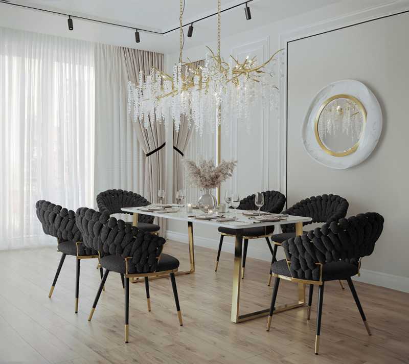 Стол керамический Селена 2 белый мрамор/золото + Стул Ball темно-серый/черный