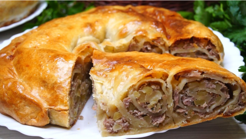 Что приготовить на ужин✍ Из пельменного теста готовлю вкуснейший пирог с фаршем и картофелем.