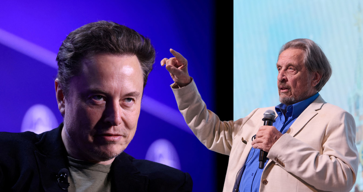 Илон Маск и его отец Эррол. Фото: Reuters, «Форум будущего 2050». Дизайн: Ксения Баженова