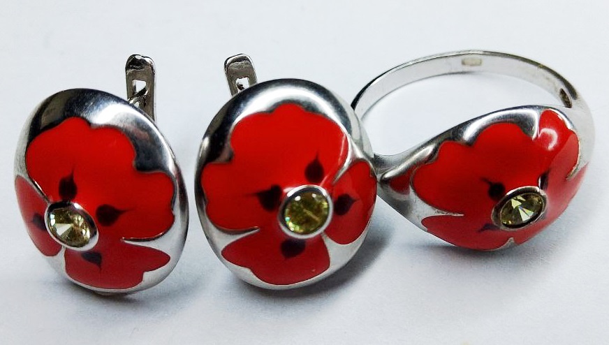 https://meshok.net/item/330578088_Комплект_эмаль_набор_кольцо_и_серьги_коралловая_эмаль_цветок_гарнитур_серебро_925_проба_клеймо?from=lots-on-sale