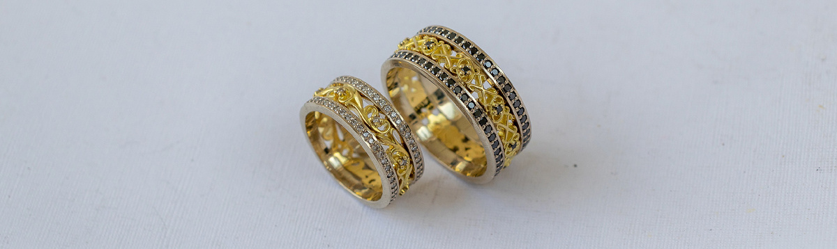 Золотые Обручальные кольца с бриллиантами “Жозефина”