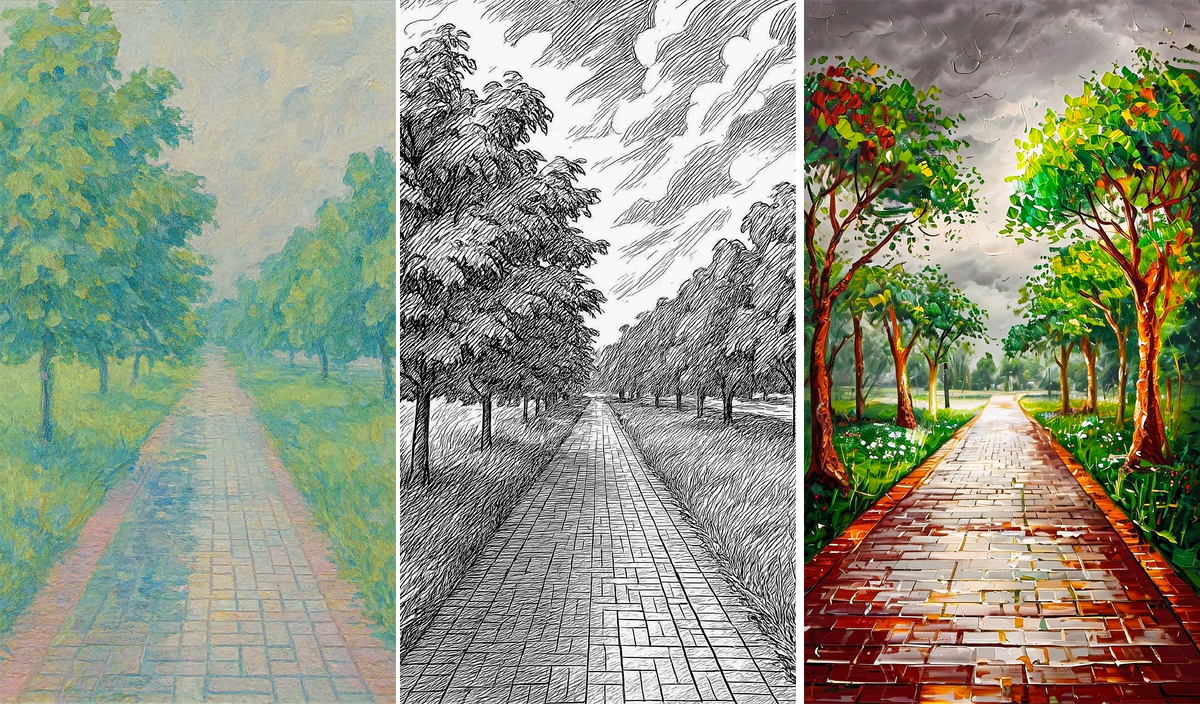 Импрессионизм Моне, Манга стиль, картина маслом