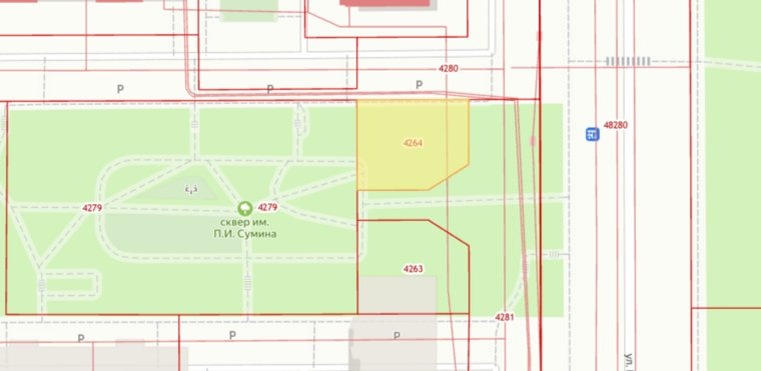 Новый магазин построят в центральном районе Челябинска. Фото: Кадастровая карта г. Челябинска