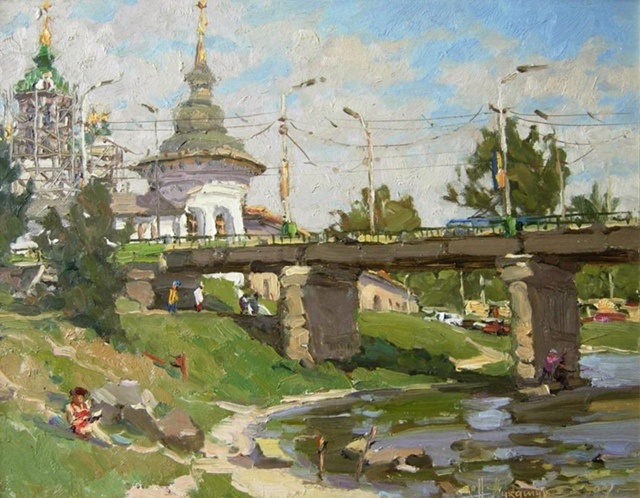 Николай Лукашук "Мост через реку Которосль" 2009 холст, масло 40х50