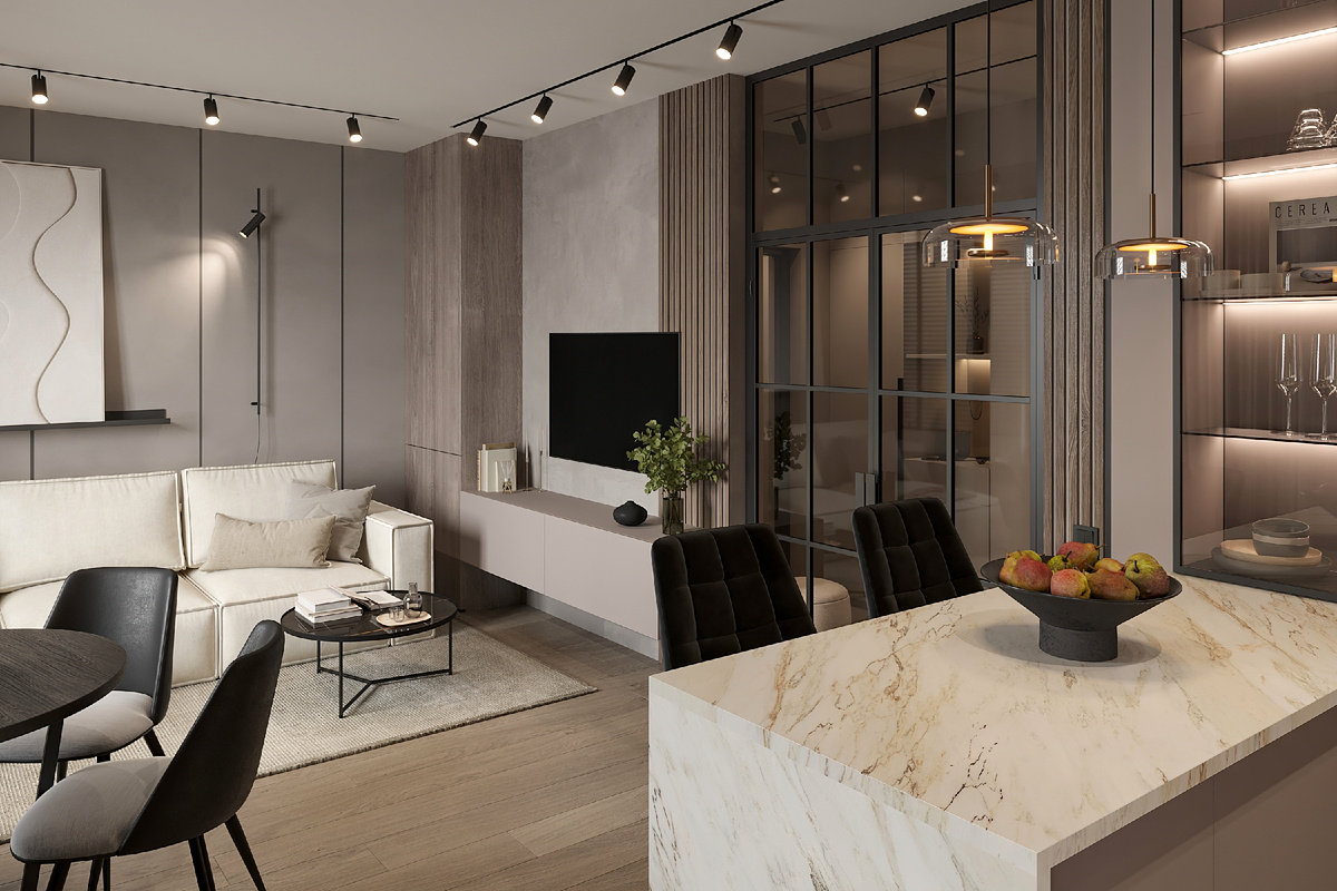 Кухня-гостиная из проекта, о котором пойдет речь далее