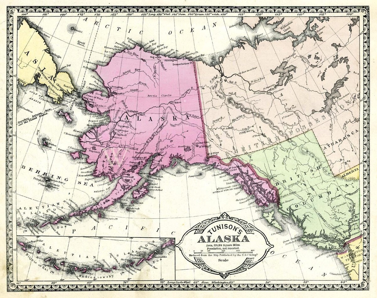 Карта Аляски - 19 век