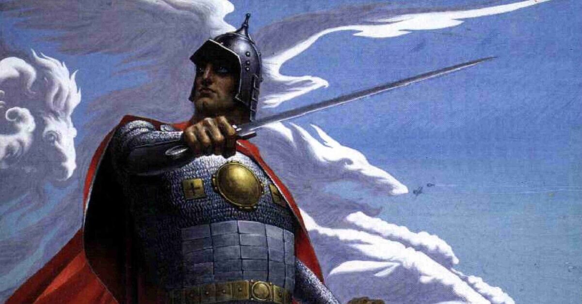 Славянский богатырь Вольга Святославович, художник К.А.Васильев (Фото репродукции картины из открытого источника Яндекс). "И вот встаёт с врагом сразиться родной земли СВЯТАЯ РАТЬ!"