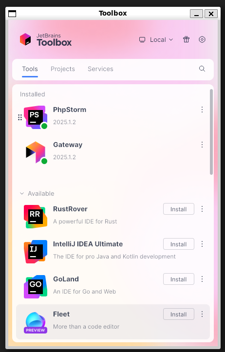 Уже установленный PhpStorm и Gateway (не обязательно)