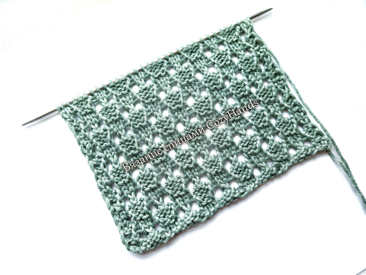 Простой и легкий ажурный узор спицами