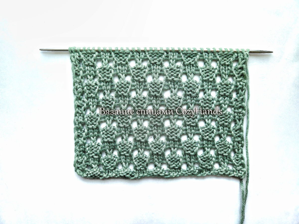 Красивый ажурный узор для вязания джемпера, кардигана, летнего топа, палантина