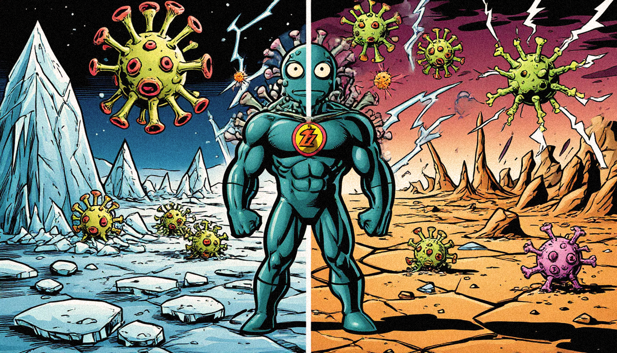 Супермикроб в действии! Deinococcus radiodurans смеётся над холодом, радиацией и засухой. Марс? Легко!