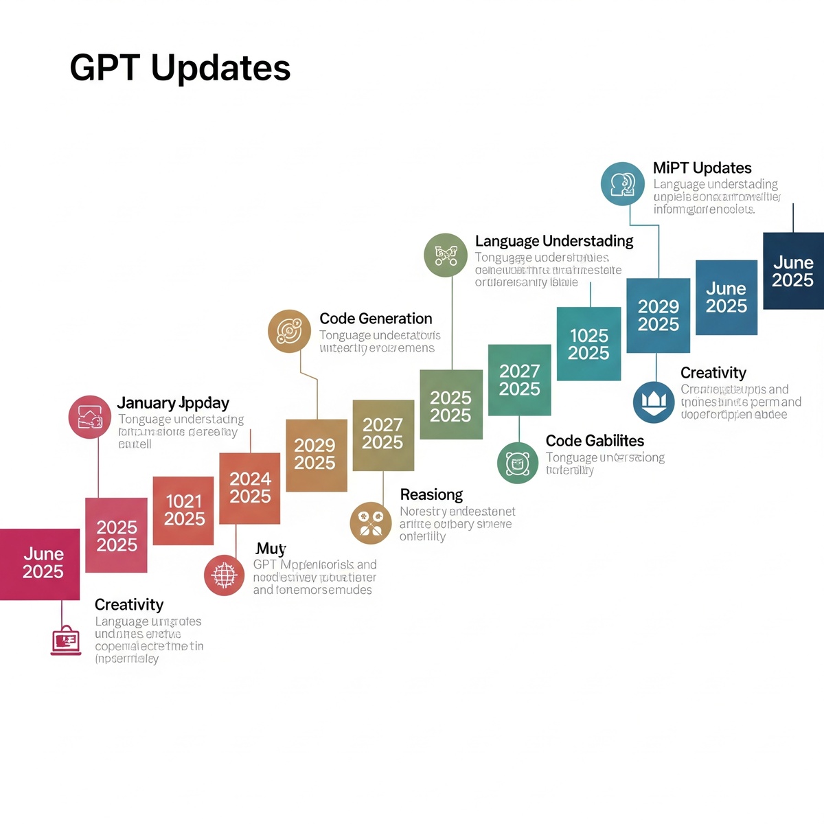 Иллюстрация 1: Хронология обновлений GPT (январь-июнь 2025)