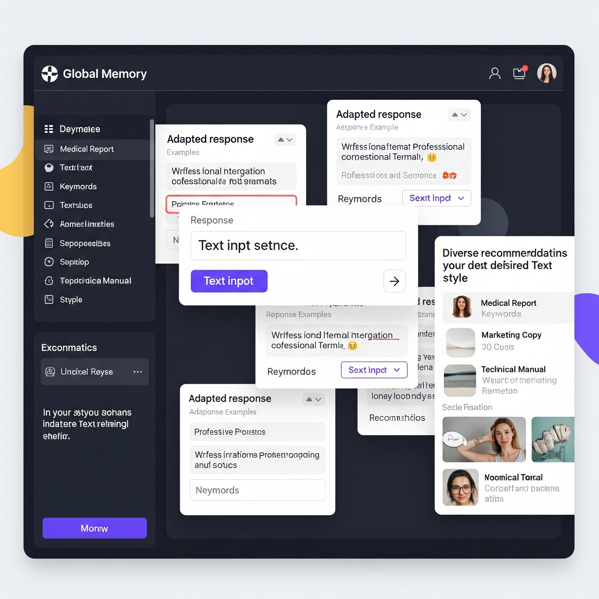 Иллюстрация 2: скриншот интерфейса «Глобальной памяти» с примерами адаптированных ответов 