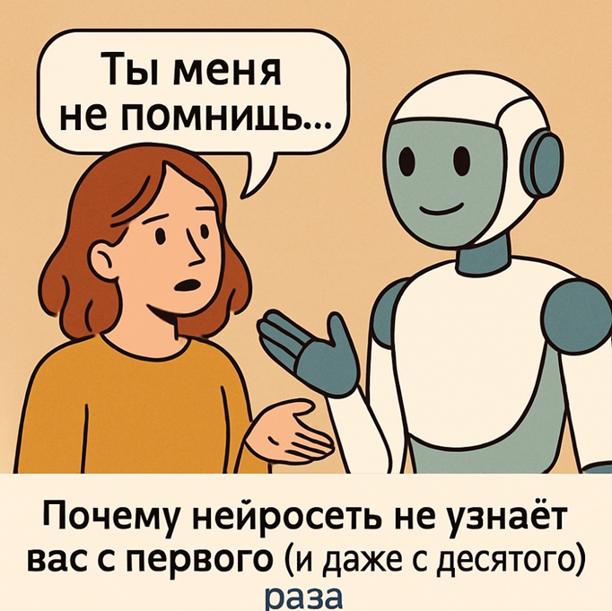 Он не забыл. Он просто не знал. Почему нейросеть не узнаёт вас с первого (и даже с десятого) раза — объясняем на человеческом языке