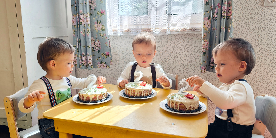 Тройняшкам близнецам 2 года!  🎂🎉