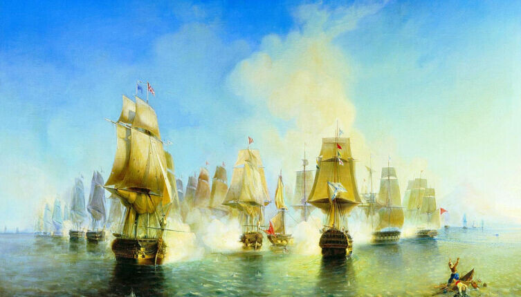     Алексей Петрович Боголюбов «Афонское сражение 19 июня 1807 года», 1853 г., общественное достояние