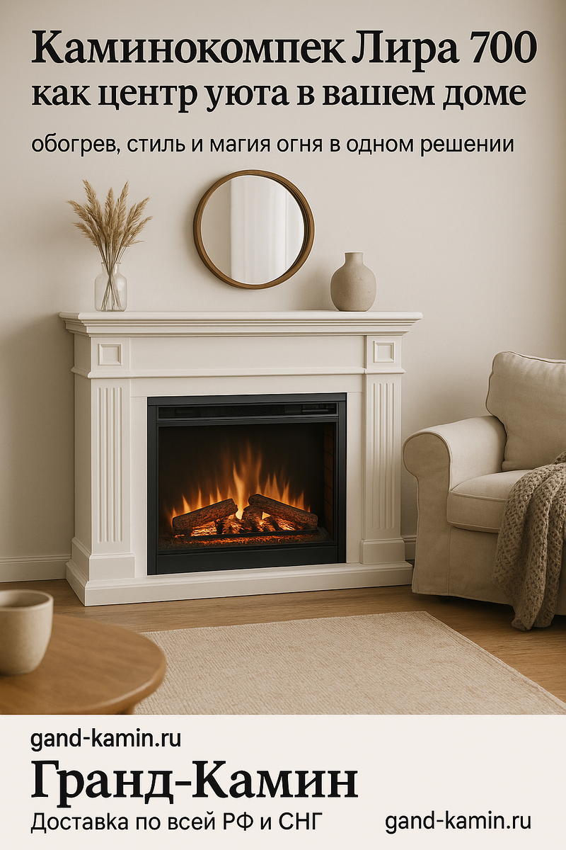    Каминокомплект Лира 700 как центр уюта в вашем доме: обогрев, стиль и магия огня в одном решении Kamin