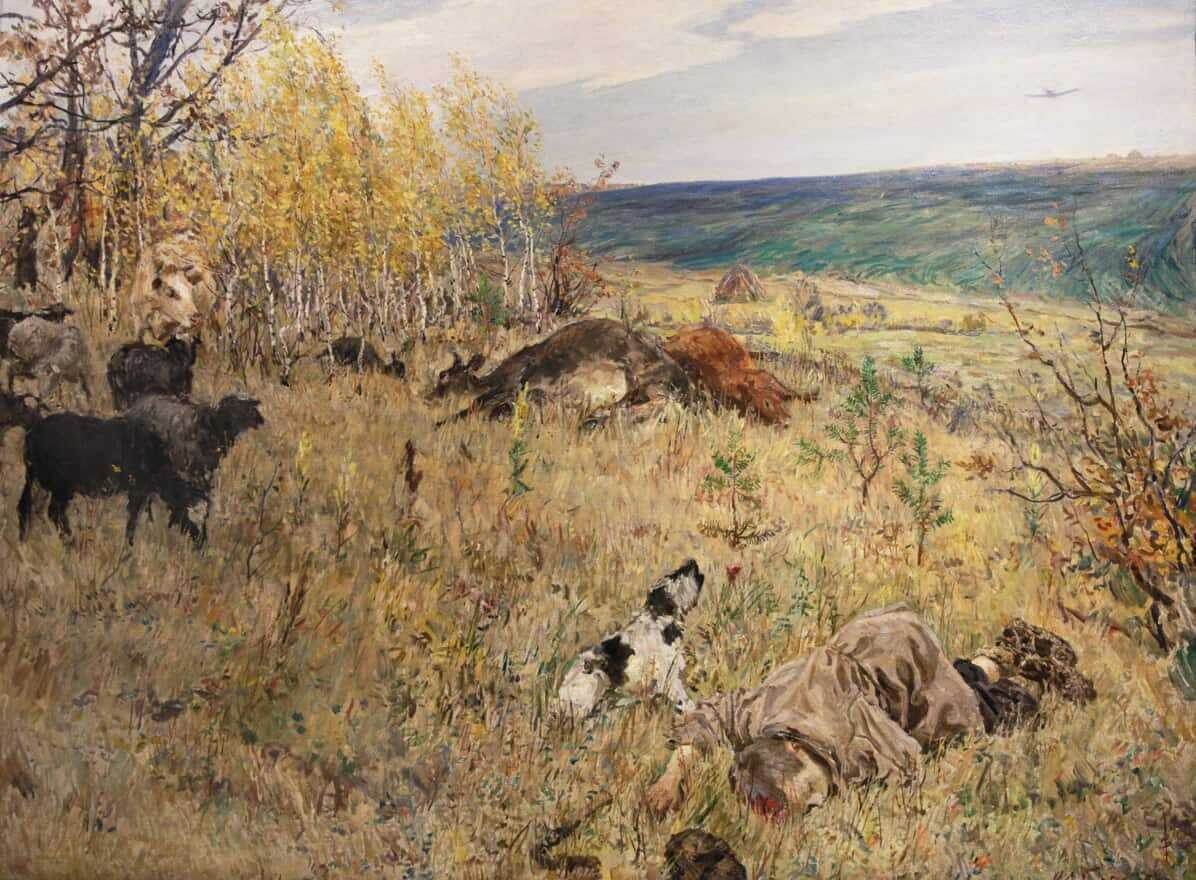 Аркадий Пластов "Фашист пролетел" 1942