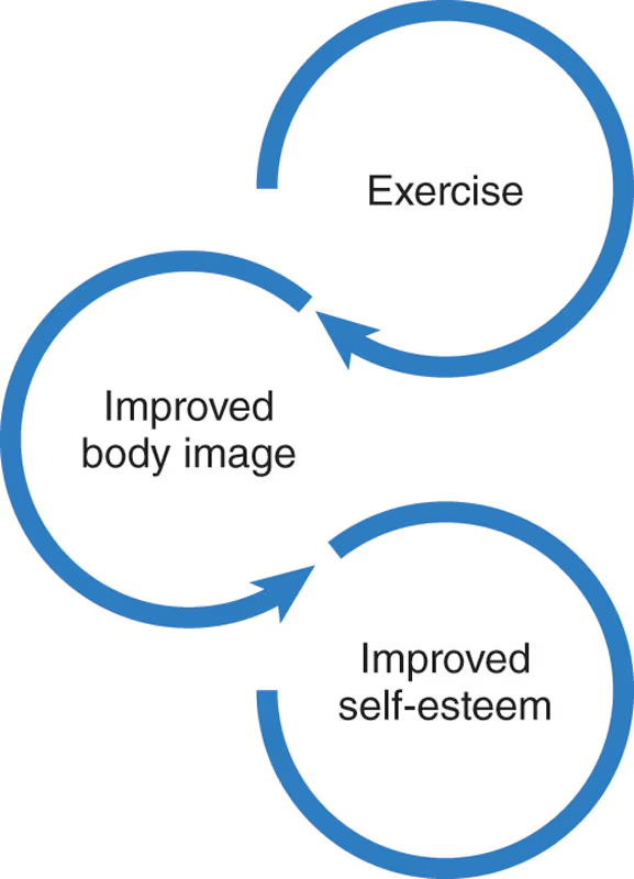 Цепочка: Занятия спортом - Улучшенный образ тела (то, как человек видит себя) - Улучшенная самооценка.